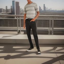 George Men's 100% Cotton Regular Fit Jeans, Solid Black, Size 38X32, Straight