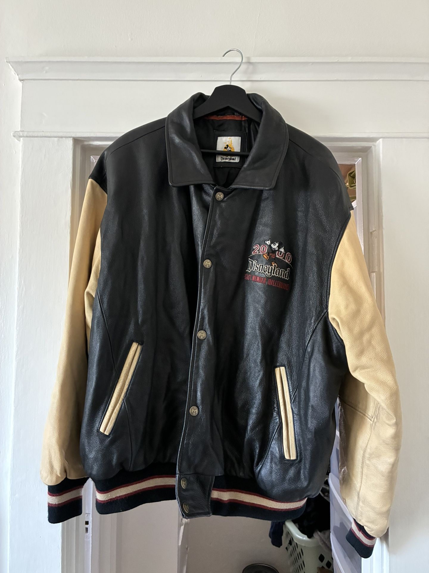 Vintage Disney Cast Member Millennium 2000 Leather Jacket XL Y2K Rare