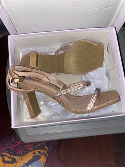 Top Moda glittery rose gold heels, size 7 1/2 NIB
