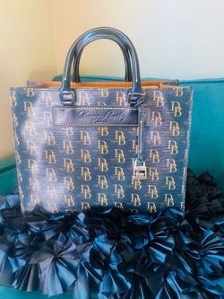 Dooney & Bourke 1975 Janine Satchel Black & Gold Monogram Trim In Florentine🎀