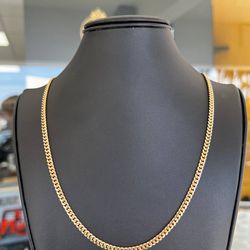 14k solid yellow gold Cuban chain necklace 18inch