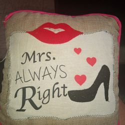 Mrs. Always Right Small Pillow 