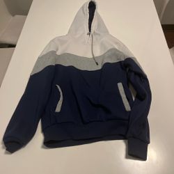 Grey white and dark blue small man’s hoodi