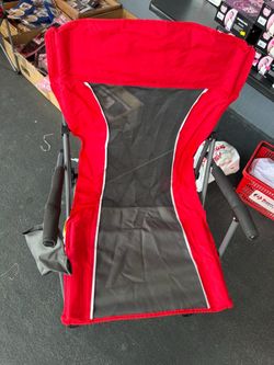 Folding Camping Chair with Mesh Back ā Red & Gray