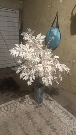 Large White Artificial Tree in Pot