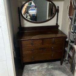 Antique  Dresser With Mirror Very Nice And Small 