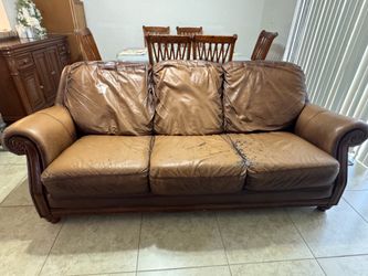 Complete 3-Piece Living Room Set – Leather Sofa, Loveseat & Faux Marble Coffee Table