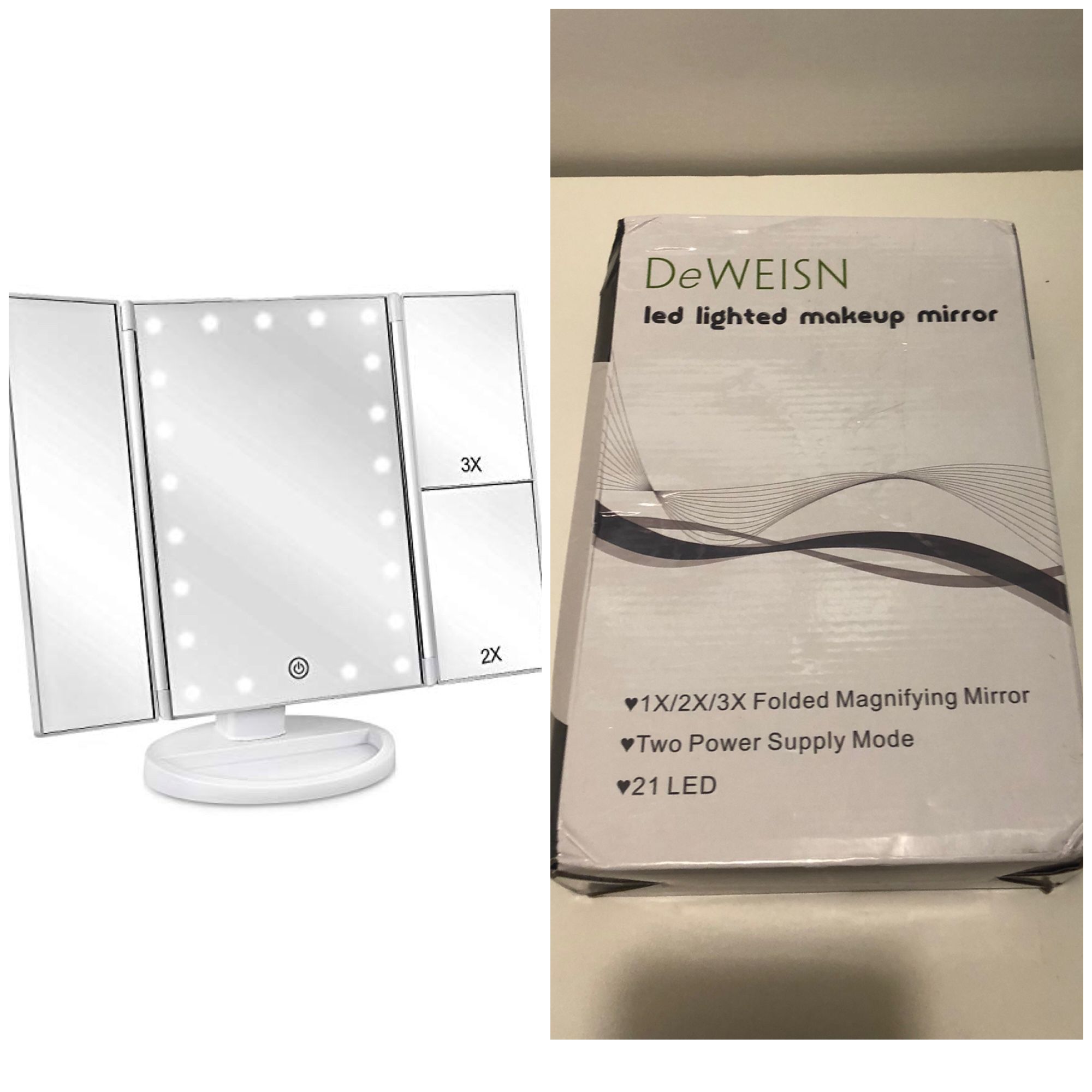 Trifold Lighted Mirror