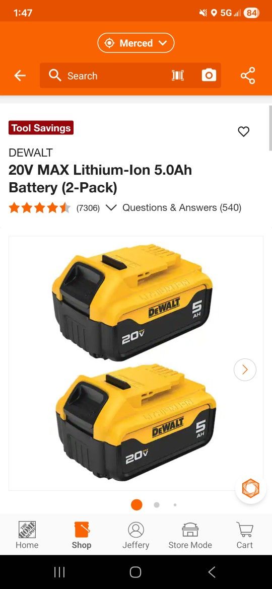 Dewalt 20v 5AH Batteries