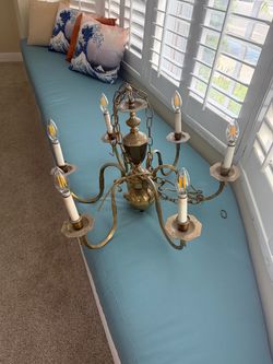 Dining table brass chandelier