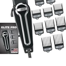 Wahl USA Elite Pro High-Performance Corded Home Haircut & Grooming Kit for Men – Electric Hair Clipper – Model 79602M