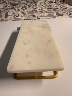 Marble Tray with Gold Metal Frame