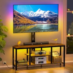 Tv Stand With Tv Mount, Lights And Outlets