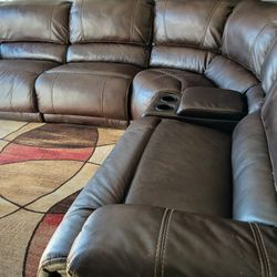 5-Piece Leather Recliners Sectional 
