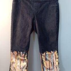 Painted Metallic Capri Jeans. CLEARANCE SALE 