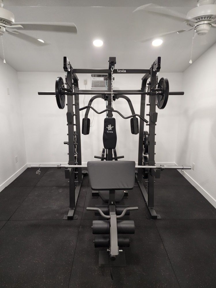 | Smith Machine 2001 | Squat Rack | 230lbs Bumper Weight Plates | Multi-Use Adj Bench | Barbell | Gym Equipment | Fitness | Excercise | FREE DELIVERY 