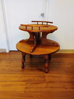 Solid Wood 2-Tier End Table 