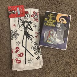 Nightmare Before Christmas Hallmark Ornament And Set Of Kitchen Towels 