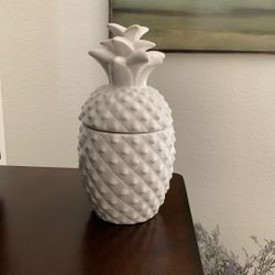 White Ceramic Pineapple Canister 