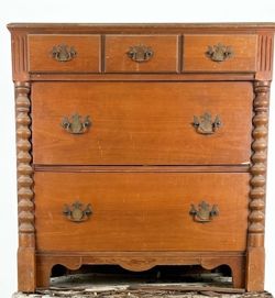 Antique Wood Dresser with Brass Hardware