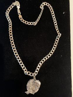 Atocha silver coin with big silver chain