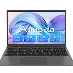15.6" Laptop 16GB RAM 512GB SSD, Intel Quad-Core Processor, Windows 11, Ultra-Thin & Lightweight Notebook for Business, Study & Entertainment