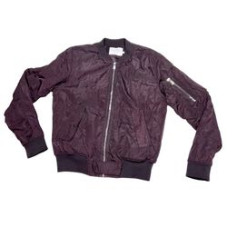 Eleven Paris Bomber Jacket Burgundy Insulated Flight Biker Full Zip Size Large