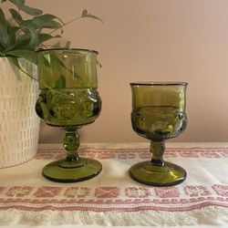 Green Indiana Glass Goblets 