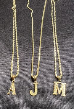 Real 10k Gold Chain + Pendant Combo 10 Kt Rope Franco Necklace Initial Oro Cadena Dije Letra