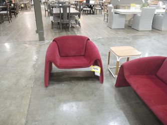 Zuo Modern Red Velvet Sculptural Cantilever Lounge Chair