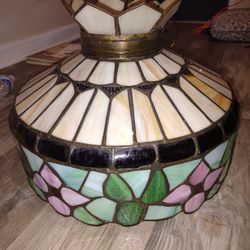 Antique Leaded Slag Glass Lamp