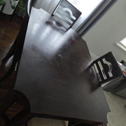 Dark Wood Dining Table with Chairs