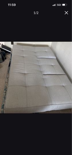 Gray Tufted Futon Sofa Bed
