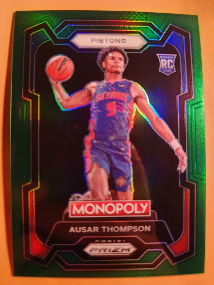 NM-MT 2023-24 Prizm Monopoly Ausar Thompson Green Rookie RC Card #27 SP 12/24