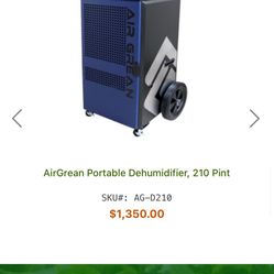 Dehumidifier air green portable 210 pints