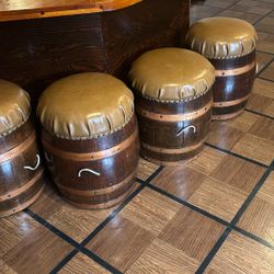 Leather Custom Bar Stools 5 Pieces 