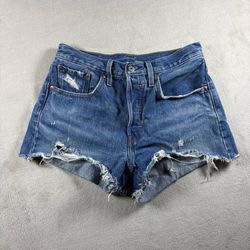 Levi's 501 Original Premium Women's 26 Blue Jean Shorts Big E Button Fly #1838