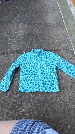 Eddie Bauer blue Cheetah print girls M zip up