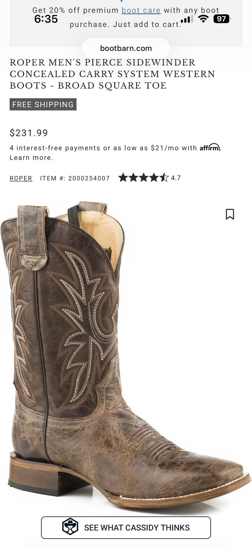 Mens concealed carry boots