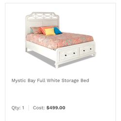 Mystic Bay Full Size White Storage bed 