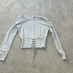 Woman’s Gray Lace Up Top