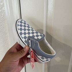 Kids Blue Grey Checkered Vans Sz 11