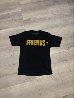 Vlone "FRIENDS-" Black & Gold Glitter T-Shirt - Size Medium