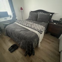 Bed/ Mattress, Bed Frame, And Spring Box, Also Night Stand.