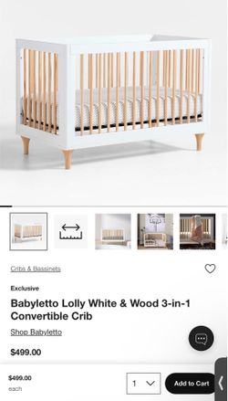 Babyletto Lolly White & Wood 3-in-1 convertible crib