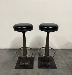 Industrial Style Leather Barstools