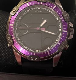 Fossil Garrett Anadigi Black Silicone Watch (Model FS5882),