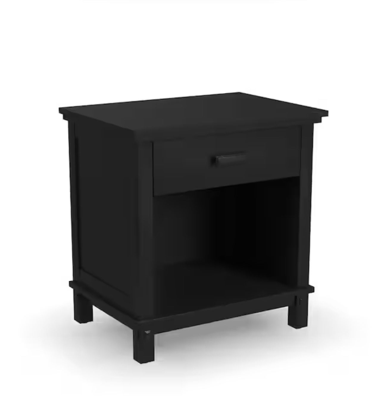 Oak Park 1-Drawer Black Closed Storage Nightstand