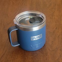 YETI Rambler 14 oz Stackable Mug Navy Blue Uline Logo Co-Branded New, no 
tags. Navy blue.  Weight 16oz (plus shipping materials). 4" tall.
Double-Wal