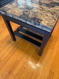 Marble Top End Table with Lower Shelf